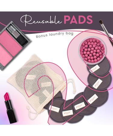 Freckled Rebel Reusable Makeup Remover Pads Set - 20 Eco-Friendly Wipes & Laundry Bag Perfect for All Skin Types - Black Floral Design - Buy Online on SooperMarket.com