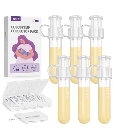 Nuliie Colostrum Collector Kit 7ml/6PCs BPA-free reusable exhaustive breast milk collector with a cotton cloth cloth storage tank cleaning brush-Ready-to -use for newborn 6 pieces