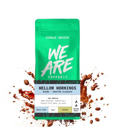 Coffee Beans 1kg Bag Whole Bean Coffee Mellow Mornings Blend Coffee Beans Chocolate Nuts & Fruits Notes 100% Arabica & Robusta Medium Roast Fresh Coffee Single Origin (We Are Coffee Co) Whole Bean 1 kg (Pack of 1)