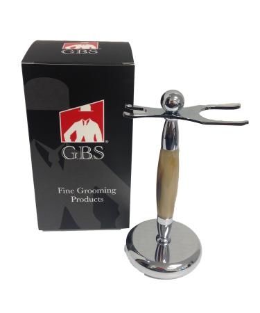 G.B.S Chrome Horn Accent Dual Stand for Shaving Brush and Razor Stand to Shaving Brush and Razor Opening for Brush and Razor