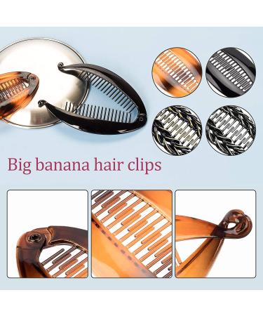 OIIKI 4 PCS Banana Hair Clips for Women Girls - Retro Plastic Vintage Hair Accessories for Thin Hair (Black/Brown) - Buy Online on SooperMarket.com