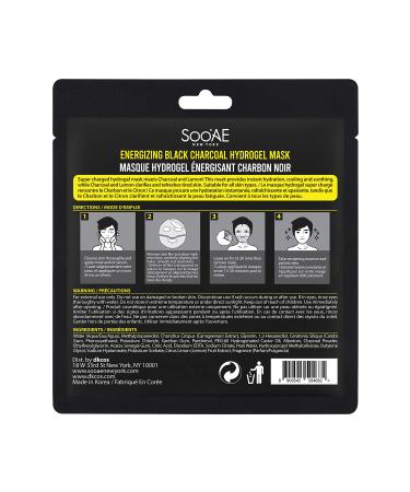 Soo AE Homme Energizing Black Charcoal Hydrogel Mask 8 Count Facial Mask for Men | Charcoal & Lemon Infused | Soothing & Hydrating - Buy Online on SooperMarket.com