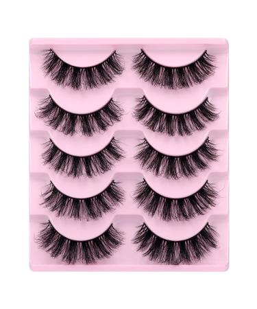 Wiwoseo Natural Mink False Eyelashes - 5 Pairs Fluffy Wispy 16MM Faux Mink Lashes - Buy Online on SooperMarket.com
