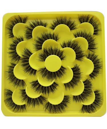Daoder Fluffy Cat Eye False Eyelashes Set - 10 Pairs Wispy Long Dramatic Volume Lashes with Glue & Tweezers - 18mm Soft & Light Fake Eyelashes (Fluffy Lashes 09) - Buy Online on SooperMarket.com