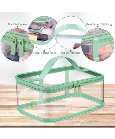 3-Piece Clear Makeup Bags Cosmetic Toiletry Travel Set for Women - Waterproof PVC Storage Pouch Organizers with Handle in Pink, Green, Black - Buy Online on SooperMarket.com