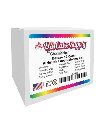 U.S. Cake Supply Airbrush Cake Color Set - 12 Popular Colors, 0.7 fl. oz. Bottles - Made in USA - Buy Online on SooperMarket.com