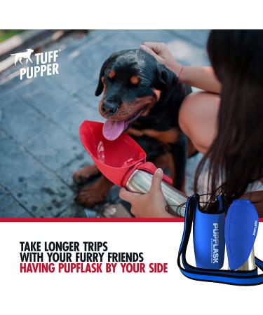Tuff Pupper PupFlask Neoprene Dog Water Bottle Holder Sling - 27oz Nebulas Blue - Adjustable Shoulder Strap for Travel, Walking & Hiking - Buy Online on SooperMarket.com