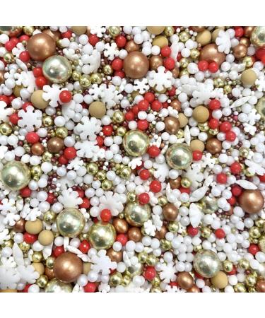 Red white metallic gold rose gold snowflakes prinkles christmas xmas party decoration birthday edible pearls for cupcakes cakes cake topper balls Christmas THE NUT CRACKER
