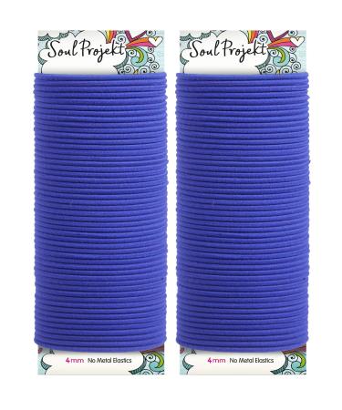 Soul Project Hair tie Elastic blue 100 pieces 4mm no metal hair tie for many hair types lichen ponytail and bun school work or gym hair bands for girls women blue 4mm - 100st