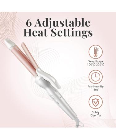Lily England 25mm Ceramic Hair Curling Wand - Fast Heat-up Hair Tongs with Adjustable Temperature & Auto-Shut Off - Rose Gold Hair Curler - Buy Online on SooperMarket.com