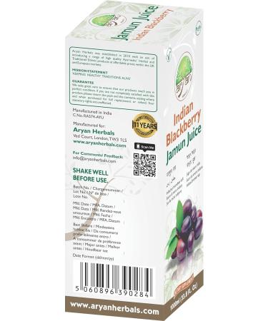Aryan Herbals Indian Blackberry (Jamun) Juice No Sugar & Artificial Colors Added Natural Juice Tastes Bitter But Great For Health- 1000 ml - Buy Online on SooperMarket.com