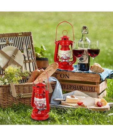 8 Inch Small Red Kerosene Hurricane Lantern Set - Perfect for Christmas Decor, Camping, and Emergency Use (4-Pack) - Buy Online on SooperMarket.com