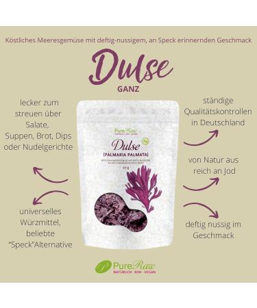 Buy Dulse Bio Atlantic Algae Leaves - Organic Raw Wild Seaweed (40g) | Vegan Umami Vegetable Bacon | Pureeraw - International Shipping Available - Buy Online on SooperMarket.com