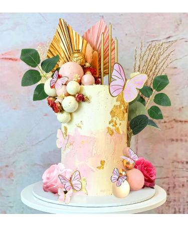 JEVENIS Pink Balls & Butterfly Cake Decorations | Baby Shower Boho & Rose Themes | International Shipping - Buy Online on SooperMarket.com