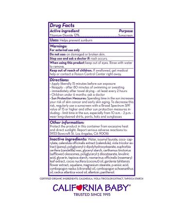 California Baby Summer Blend SPF 30+ Sunscreen Lotion for Babies, Kids & Adults - Fragrance Free, Water Resistant - 2.9oz - Buy Online on SooperMarket.com