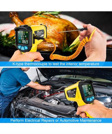 Buy Mestek Infrared Thermometer -50 C to 800 C | Laser IR Pyrometer with K-Probe & LCD Alarm for Kitchen Use - Buy Online on SooperMarket.com