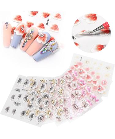 5D Nail Art Stickers Self Adhesive Nail Stickers Nail Decoration Fashion Accessories Embossed Flowers Self Adhesive Nail Decoration for Manicure Nail Art Supplies - Buy Online on SooperMarket.com