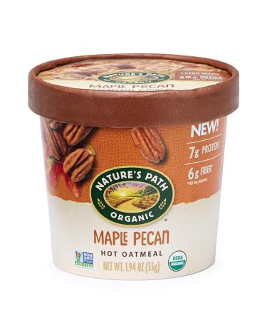 Nature's Path Organic Maple Pecan Instant Oatmeal Cup, Non-GMO, 7g Plant Based Protein, with Omega-3 Rich Chia Seeds, 1.94 Ounce (Pack of 12) Maple Pecan 1.94 Ounce (Pack of 12)