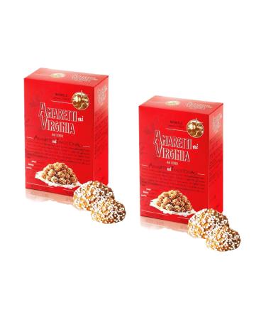 Traditional Italian Crunchy Amarettini Vurginia Biscuits with Sugar Granules - Gluten Free (2 x 75g)