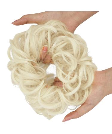 Messy Bun Hair Piece for Women Thick Updo Scrunchies Hair Extension Ponytail Hair Accessories Platinum Blonde 1 PCS 16# Platinum Blonde