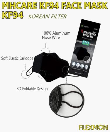 Buy (Pack of 6) Korea Black KF94 Face Masks - Unisex 4-Layer Filters Breathable Adjustable Strap for Dust Protection - Made in Korea - Buy Online on SooperMarket.com