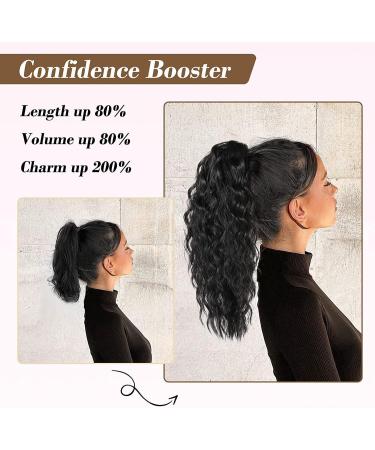 PORSMEER Ponytail Extension Claw Clip Ponytail Hair Extensions Black Natural Looking Long Curly Wavy Multi Layered Fluffy Synthetic Hairpiece for Women Girls Daily Wear or Party 18inch - Buy Online on SooperMarket.com