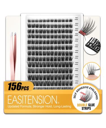 156 PCS Self Adhesive Eyelashes Clusters Kit Lash Clusters DIY Eyelashes Pre Glued Reusable No Glue Needed No Remover No residue 156 PCS Self-Adhesive Lash