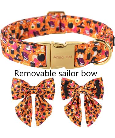 Aring Pet Halloween Dog Collar - Adjustable Cotton X-Small Sweet Orange with Sailor Fly - Perfect for Festive Celebrations! - Buy Online on SooperMarket.com