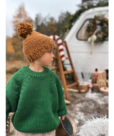 Volunboy Baby Boy Girl Green Knit Sweater 2-3 Years | Oversized Crewneck Pullover - Buy Online on SooperMarket.com