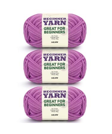 3x50g Purple Yarn for Crocheting and Knitting 3x61m (66yds) Cotton Yarn for Beginners with Easy-to-See Stitches Worsted-Weight Medium 4 Cotton-Nylon Blend Yarn for Beginners Crochet Kit Making Lavender Bliss 3 PACK