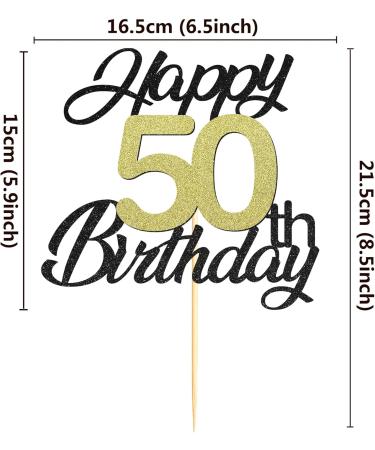 Sumerk 50th Birthday Cake Attachments | Gold & Black Party Decoration Accessories | Perfect for 50th Birthday Celebrations - Buy Online on SooperMarket.com