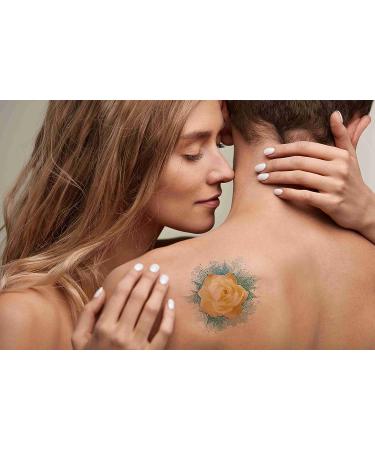 Yellow Grunge Rose Paint Splashes Temporary Tattoo - 6 Sheets, 3.7 X 3.7 Inch - Neck, Arm, Chest - Women, Men, Adults - Buy Online on SooperMarket.com