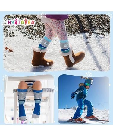 Merino Wool Kids Ski Socks - Warm Thermal Knee-high Snowboard Socks (2 Pairs) - Grey Blue - Boys Girls Toddler - Small - Buy Online on SooperMarket.com