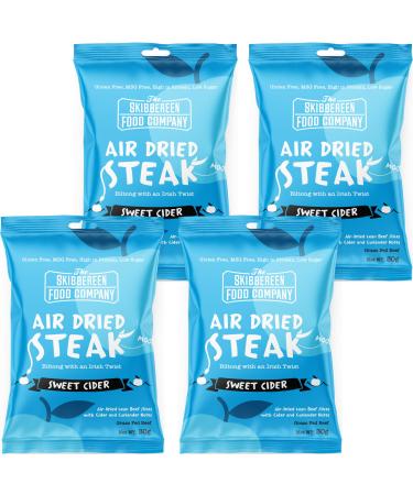 Grass Fed Beef Jerky Sweet Cider - Lean Beef Biltong Air Dried - The Perfect High Protein Snack - Low in Sugar Gluten Free MSG Free - 4 x 30g Bag Beef Slices by The Skibbereen Food Co 30 g (Pack of 4)