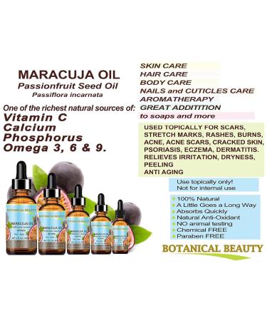 100% Pure Maracuja Oil - Cold Pressed Natural Oil for Face Skin Hair & Body | Vitamin C Rich - 2 Fl. oz - Buy Online on SooperMarket.com