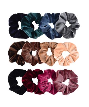 Hair Scrunchies Velvet Elastics Scrunchy Bobbles Soft Hair Bands Hair Ties (12 Colors)