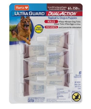 Hartz UltraGuard Dual Action Flea & Tick Topical Dog Treatment and Flea and Tick Prevention, 6 Months, 60+ Pound Dogs
