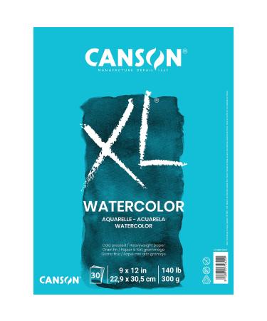 Canson XL Series Watercolor Textured Paper Pad for Paint, Pencil, Ink, Charcoal, Pastel, and Acrylic, Fold Over, 140 Pound, 9x12 Inch, , 30 Sheets 9x12 Fold Over
