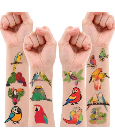 Parrot Bird Temporary Tattoo Stickers - Tropical Themed Birthday Party Decorations for Kids - 96PCS Set - Classroom Prizes & Gifts - Buy Online on SooperMarket.com