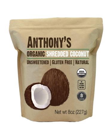 Anthony's Organic Shredded Coconut, 8 oz, Unsweetened, Gluten Free, Non GMO, Vegan, Keto Friendly