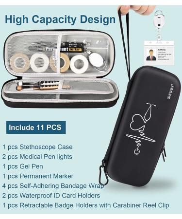 MEUUT 11pcs Nurse Stethoscope Case Kit - First Aid Bag with Penlights, Scissor, Bandage Wraps, Badge Holders - Nurse Accessories in Pu_black - Buy Online on SooperMarket.com
