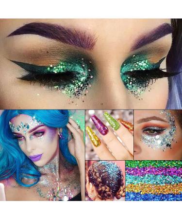 Mermaid Sequins Glitter Gel Set for Body, Hair, Face, Nails - Long Lasting & Waterproof - 10 Colors Available - 2PCS (8 RED) - Buy Online on SooperMarket.com