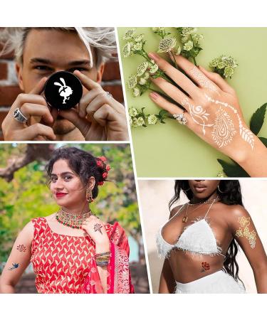 16 Sheets Henna Tattoo Stencils Kit | 150+ PCS Templates | Temporary Indian Arabian Glitter Airbrush Stencils for Women, Girls, and Kids | DIY Face & Body Paint - Buy Online on SooperMarket.com