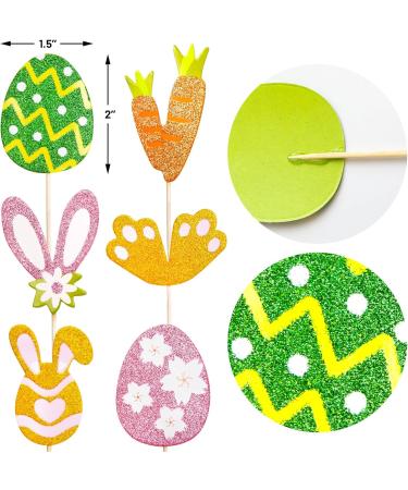 Easter Bunny Ears Cupcake Toppers Glitter Cake Decorations - Buy Online on SooperMarket.com