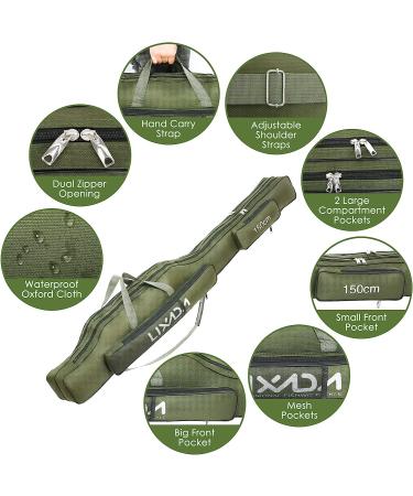 Lixada Portable Folding Fishing Rod Case - 130cm Army Green | Fishing Pole Storage Bag & Organizer - Buy Online on SooperMarket.com