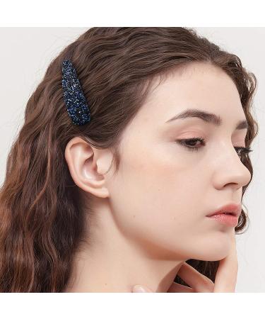 Shimmering Rhinestone Hair Clips - Pink Blue Gray Crystal Snap Barrettes for Women & Girls | Ideal for Party, Wedding & Daily Wear - Buy Online on SooperMarket.com