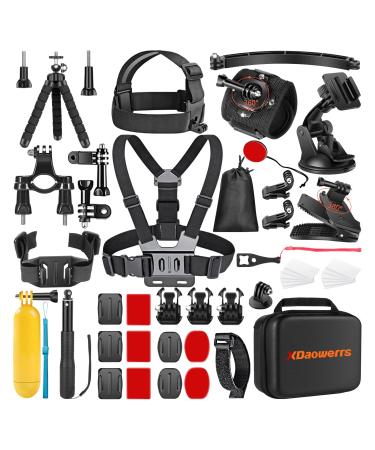 XDaowerrs Upgraded 50 in 1 Action Camera Accessories Kit for GoPro Hero11 10 9 8 7 6 5 4/GoPro Max/GoPro Fusion, Insta360, DJI Osmo Action1/2,Xiaomi Yi, APEMAN, AKASO Campark Action Camera and More