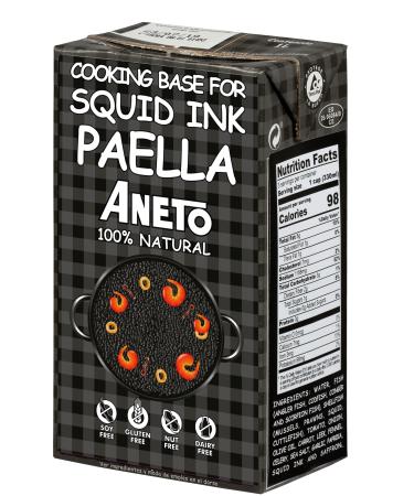 Aneto Squid Ink Paella Cooking Base Broth | 33.83 ounces | 1 Pack | 100% Natural Ingredients | 33.8 Fl Oz (Pack of 1)