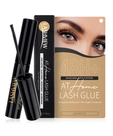 LASHVIEW Cluster Lash Glue, Super Strong Hold 72 Hours Long Lasting Eyelash Glue for Lash Cluster, Waterproof Lash Bond, Non-Irritating, Fast Drying Lash Glue