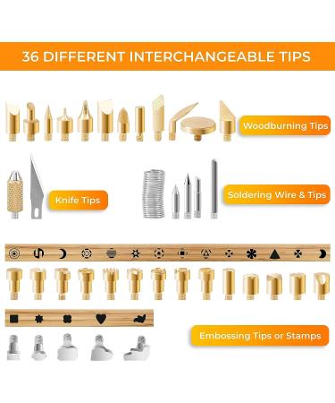 Premium Wood Burning Kit 43PCS  Adjustable Temperature Pen with 36 Tips & Accesories  All in A Deluxe Storage Case - Complete Gift for an Effortlessly Mastering The Art of Pyrography Aluminium Case & Adjustable Temperature Pen - Buy Online on SooperMarket.com